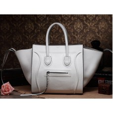 Bolso tote cuadrado Phantom de Celine Luggage, de piel Togo, color blanco