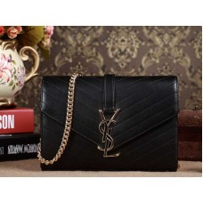 Bolso satchel pequeño con monograma de YSL en piel matelasse negra