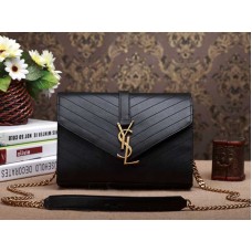 Bolso satchel pequeño con monograma Ysl Matelasse negro Herrajes dorados antiguos