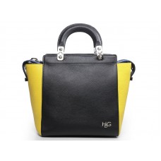 Givenchy - Bolso tote convertible de piel Hdg, color negro y amarillo