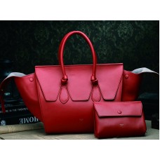 Bolso Celine Tie Nano con asa superior de cuero rojo