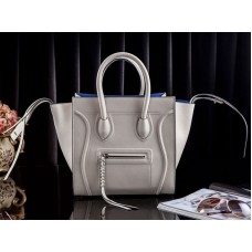 Bolso tote cuadrado Phantom de Celine, beige y azul claro