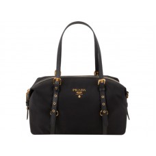 Bolso de hombro Prada Tessuto Bauletto Satchel Negro
