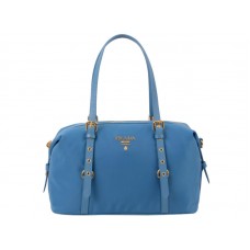 Prada Tessuto Bauletto Satchel Bolso De Hombro Azul