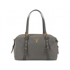 Prada Tessuto Bauletto Satchel Bolso De Hombro Gris