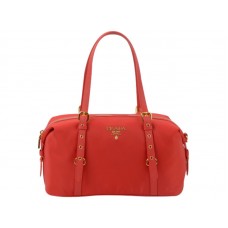 Bolso de hombro Prada Tessuto Bauletto Satchel Rojo