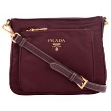 Bolso bandolera Prada Tessuto de nailon saffiano con piel en color burdeos