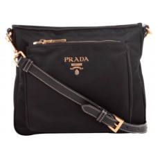 Bolso bandolera Prada Tessuto de nailon saffiano con piel, color negro
