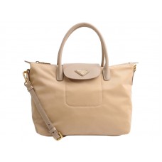 Bolso Prada Tessuto de nailon con ribete de piel en beige