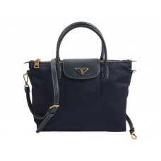 Bolso Prada Tessuto de nailon con ribete de piel azul oscuro