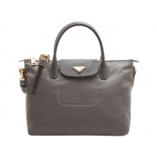 Bolso Prada Tessuto de nailon con ribete de piel, gris