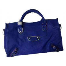 Bolso urbano iridiscente con borde metálico clásico de Balenciaga en azul