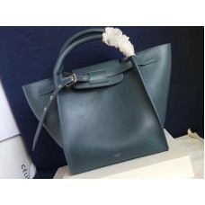 Bolso pequeño grande Celine con asa larga en piel de becerro granulada flexible azul