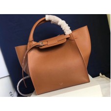 Bolso pequeño grande Celine con asa larga en piel de becerro granulada flexible color camel