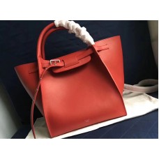 Bolso pequeño grande Celine con correa larga en piel de becerro granulada flexible roja