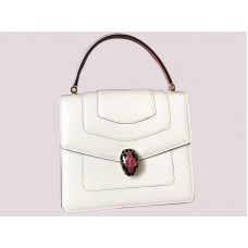 Bvlgari Funda con solapa Serpenti Forever 20 cm Piel de becerro metalizada blanca
