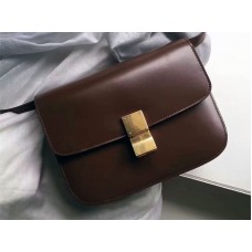 Bolso Celine mediano clásico en caja de piel de becerro marrón