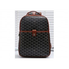 Mochila Goyard Saint Sulpice negra con ribete de piel marrón