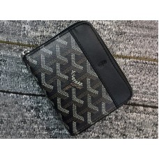 Cartera pequeña con cremallera Goyard Chevron negra