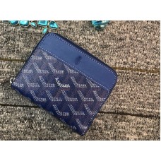 Cartera pequeña con cremallera Goyard Chevron azul
