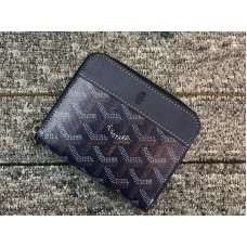 Cartera pequeña con cremallera Chevron de Goyard, azul oscuro