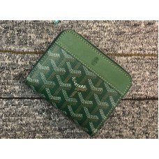 Cartera pequeña con cremallera Goyard Chevron verde