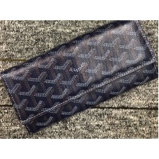 Cartera larga Goyard Varenne Chevron azul oscuro