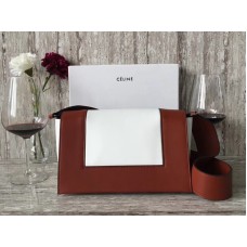 Bolso de hombro Celine de tamaño mediano en piel de Calskin burdeos y blanco