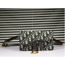 Bolso de mano Dior Oblique Saddle negro d5616