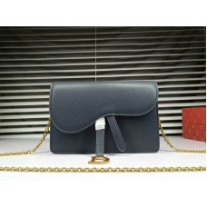 Clutch Dior Saddle de piel de becerro azul oscuro d66201
