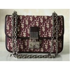 Bolso Dior Dioraddict Flap de lona con herrajes plateados color burdeos d1006943
