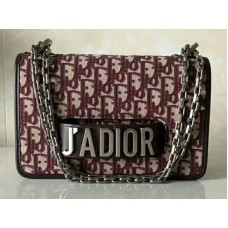 Bolso Dior J'Adior Flap de lona con herrajes plateados color burdeos d10050304