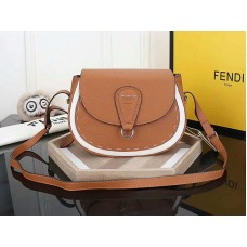 Bolso de hombro Fendi Saddlebag de piel marrón