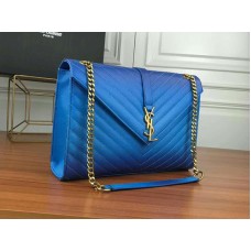 Bolso satchel Saint Laurent Ysl Monogram en piel matelasse azul