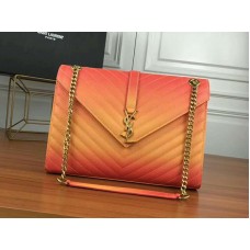 Bolso satchel Saint Laurent Ysl Monogram en piel matelasse naranja