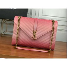 Bolso satchel Saint Laurent Ysl Monogram en piel matelasse rosa