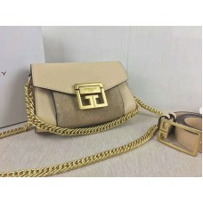 Bolso pequeño Givenchy gv3 de piel granulada y ante beige
