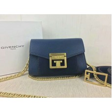 Bolso pequeño Givenchy gv3 de piel granulada y ante azul
