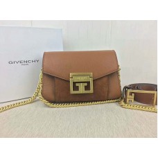 Bolso pequeño Givenchy gv3 de piel granulada y ante marrón