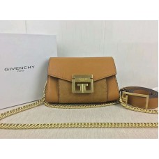 Bolso pequeño Givenchy gv3 de piel granulada y ante color camel