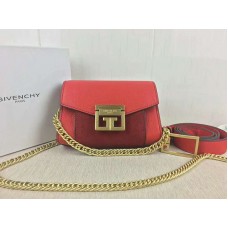Bolso pequeño Givenchy gv3 de piel granulada y ante rojo