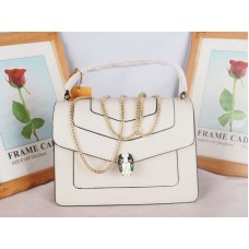 Funda con solapa Bvlgari Serpenti Forever 25 cm de piel de becerro blanca
