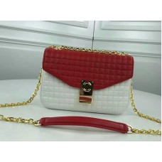 Bolso mediano Celine C de piel de becerro acolchada en blanco y rojo