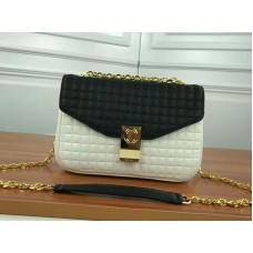 Bolso mediano Celine C de piel de becerro acolchada en blanco y negro