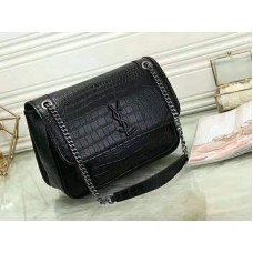 Saint Laurent Niki Medium en negro con relieve de cocodrilo