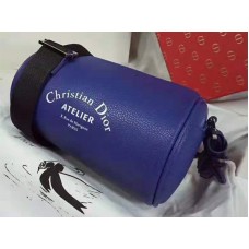 Bolso de mano Dior Roller de piel de becerro granulada vaquera azul