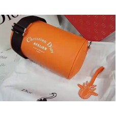 Bolso de mano Dior Roller de piel de becerro granulada vaquera naranja