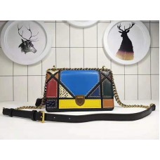 Bolso Dior Diorama de piel de becerro con patchwork multicolor azul
