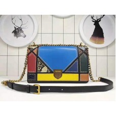 Bolso Dior Diorama pequeño de piel de becerro con patchwork multicolor azul