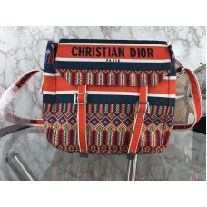 Bolso bandolera Dior Diorcamp de lona bordada naranja